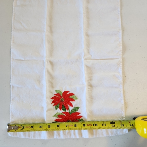 Vintage White Pointsettia Red Flower Christmas Napkins Table Linens Holiday - Picture 6 of 7